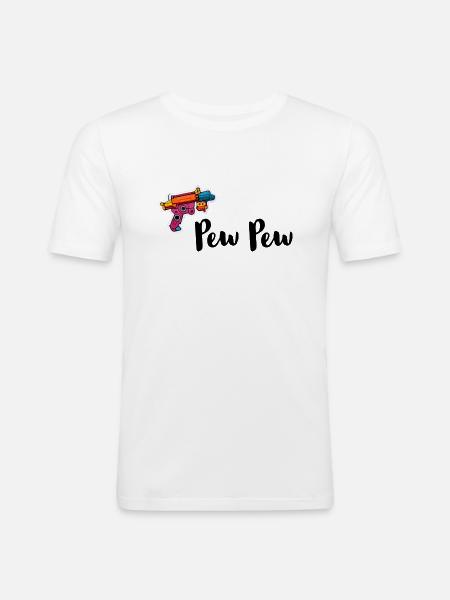 Pew Pew Waterpistol - Männer Slim Fit T-Shirt - Weiß