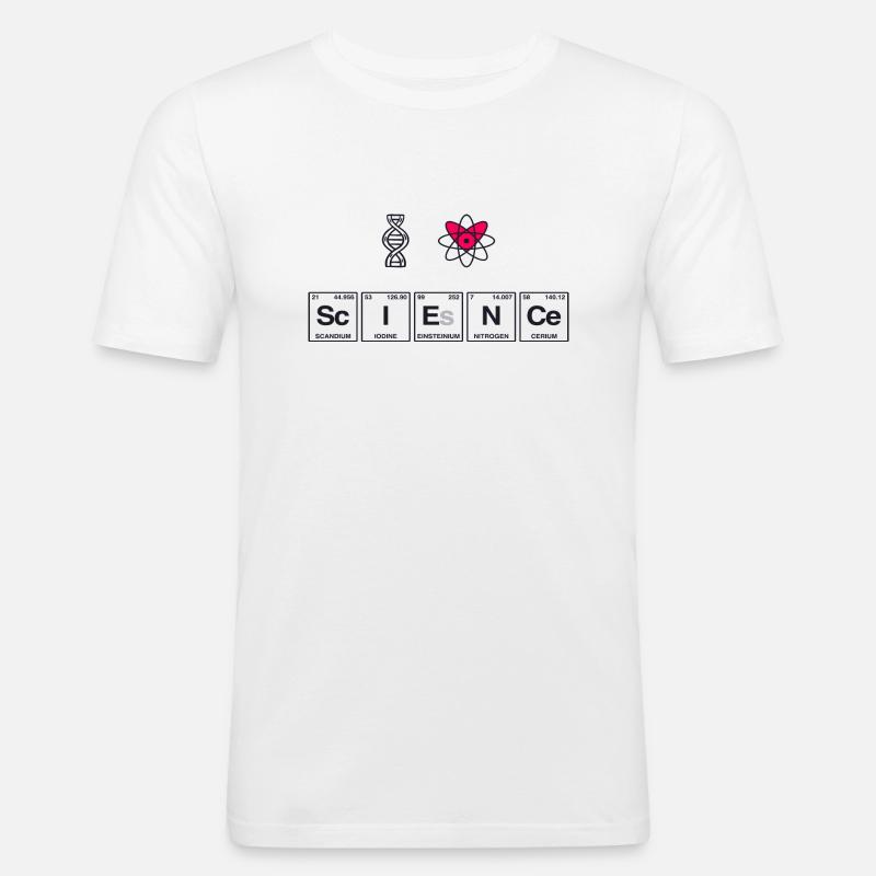 I LOVE SCIENCE - Elemente Perdiodensystem - Männer Slim Fit T-Shirt - Weiß