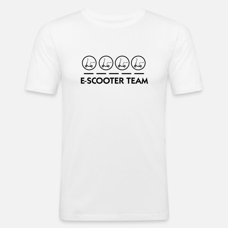 E-Scooter E-Roller Scooter - Männer Slim Fit T-Shirt - Weiß