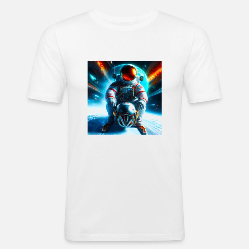 Kosmischer Bobschlitten - Männer Slim Fit T-Shirt - Weiß