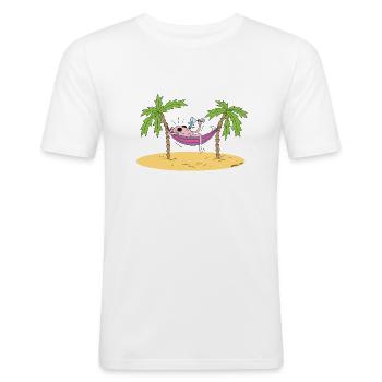 Cerveau des Fêtes - T-shirt près du corps Homme - blanc - Devant - Nik (191cm)