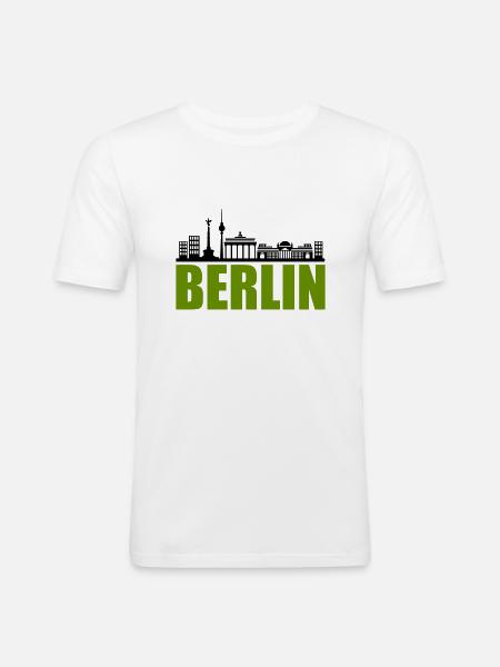 berlin skyline - Männer Slim Fit T-Shirt - Weiß