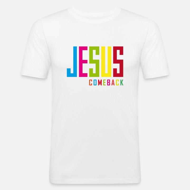 Jesus Comeback – Dein Glaubens-Statement! - Männer Slim Fit T-Shirt - Weiß