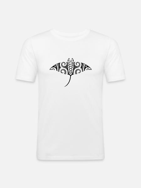 Raie Manta - T-shirt près du corps Homme - blanc