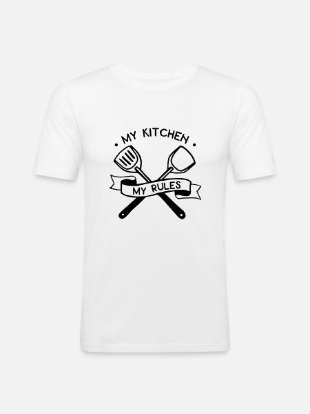 My Kitchen My Rules - Men's Slim Fit T-Shirt - white