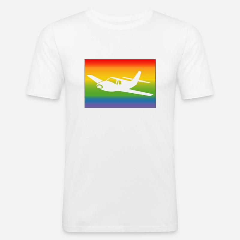 Flugzeug Regenbogen - Männer Slim Fit T-Shirt - Weiß
