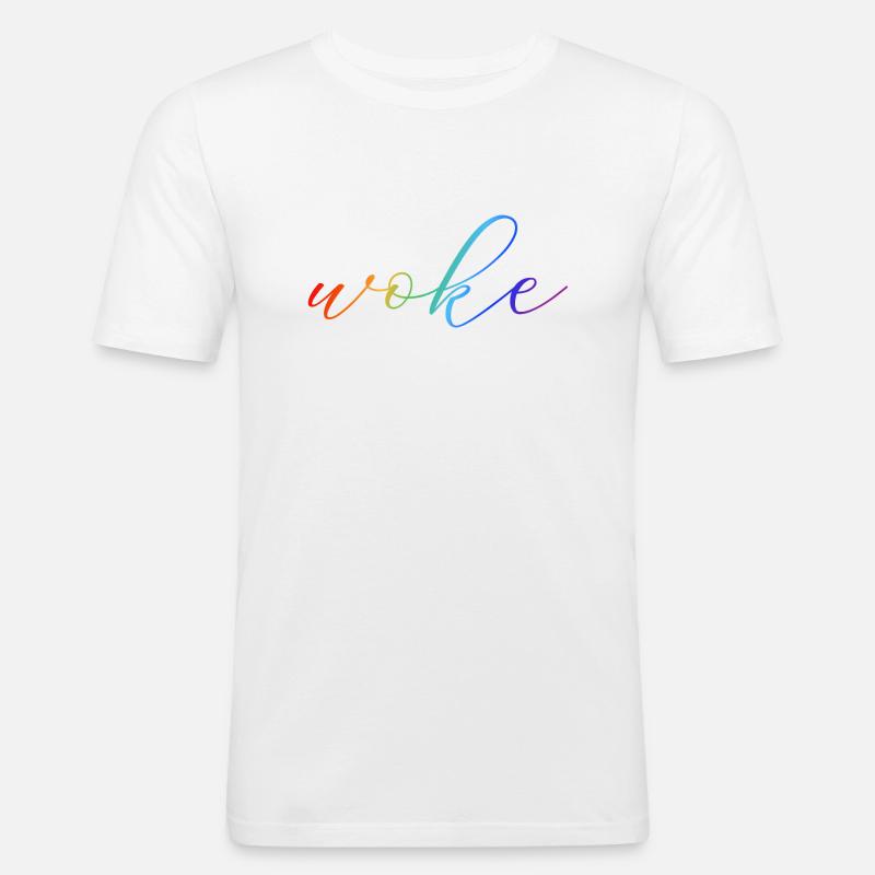 Autodérision : WOKE - T-shirt près du corps Homme - blanc