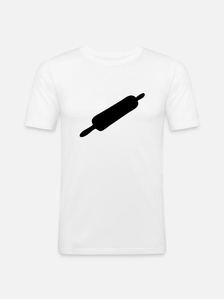 Bäcker Nudelholz - Männer Slim Fit T-Shirt - Weiß