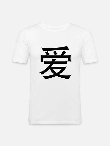 Chinese words: love - Men's Slim Fit T-Shirt - white