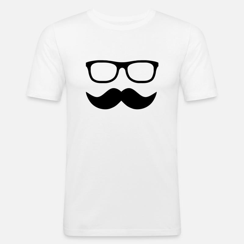 Moustache - Männer Slim Fit T-Shirt - Weiß
