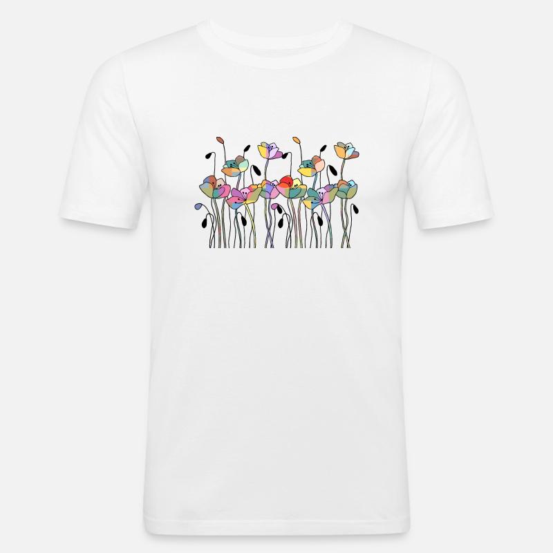 Fleur - T-shirt près du corps Homme - blanc