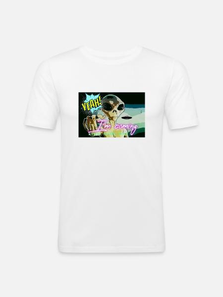 Alien is coming - Männer Slim Fit T-Shirt - Weiß