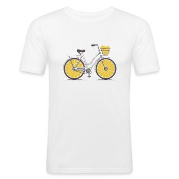 Vélo rétro vintage avec citrons, été - T-shirt près du corps Homme - blanc - Devant - Nik (191cm)