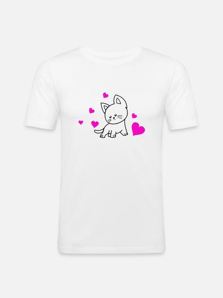 Cat Love 01 - Men's Slim Fit T-Shirt - white