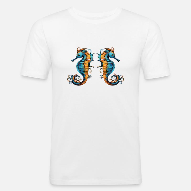 seepferdchen 2 - Männer Slim Fit T-Shirt - Weiß