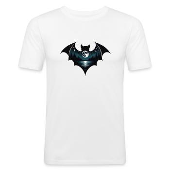 Chauve-souris avec ciel nocturne - T-shirt près du corps Homme - blanc - Devant - Nik (191cm)