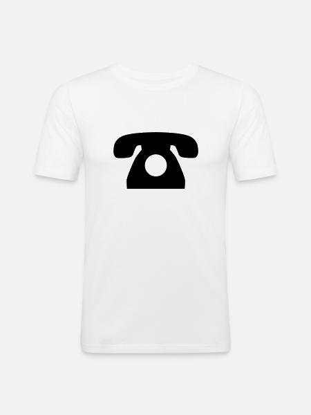 Telefon - Männer Slim Fit T-Shirt - Weiß