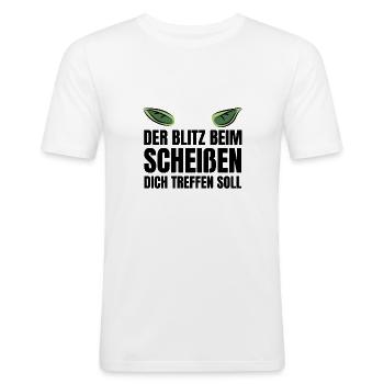 Lustiger Spruch Blitz Scheißen Grün Kobold Gnom - Männer Slim Fit T-Shirt - Weiß - Vorne - Nik (191cm)