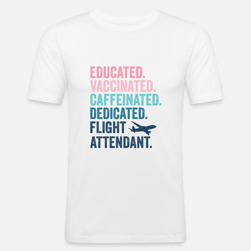 Flugbegleiter Stewardess Flight Attendant - Männer Slim Fit T-Shirt - Weiß