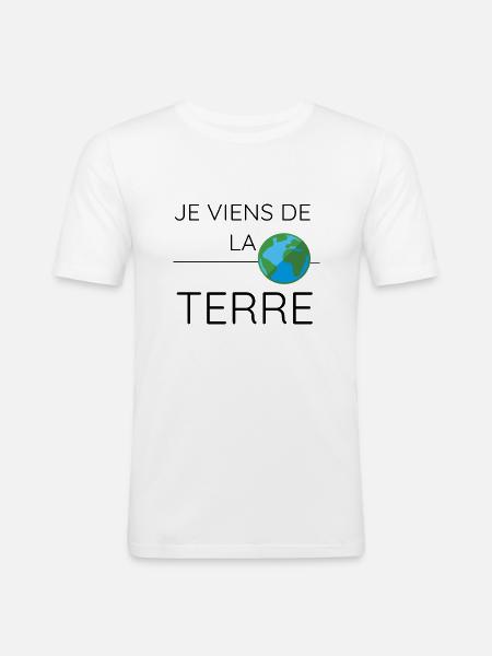 La Planète TERRE - T-shirt près du corps Homme - blanc