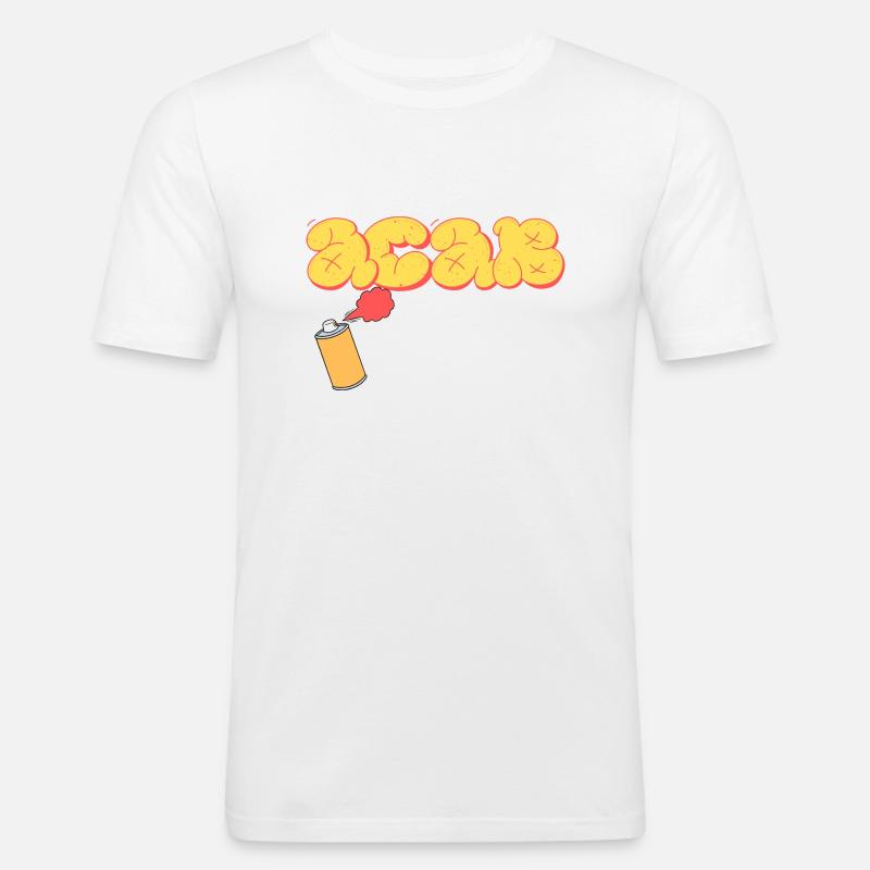 ACAB Graffiti Yellow - Männer Slim Fit T-Shirt - Weiß