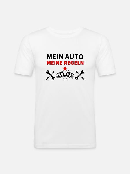 Auto - Männer Slim Fit T-Shirt - Weiß