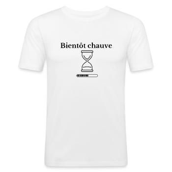 Bientôt chauve - T-shirt près du corps Homme - blanc - Devant - Nik (191cm)