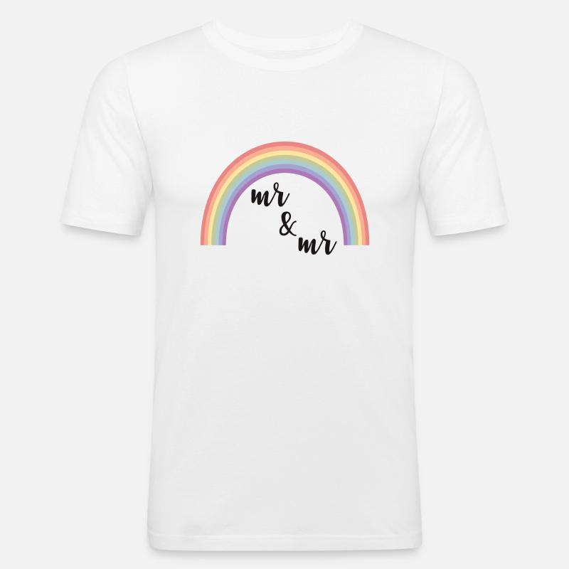 Mr and Mr Regenbogen Geschenk - Männer Slim Fit T-Shirt - Weiß