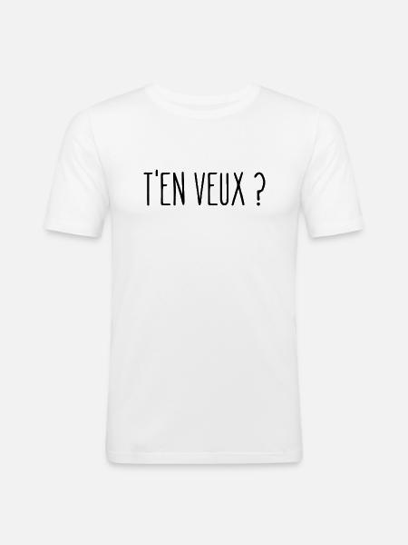 t'en veux - T-shirt près du corps Homme - blanc