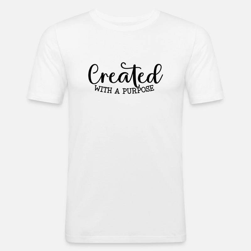 created with a purpose - Männer Slim Fit T-Shirt - Weiß
