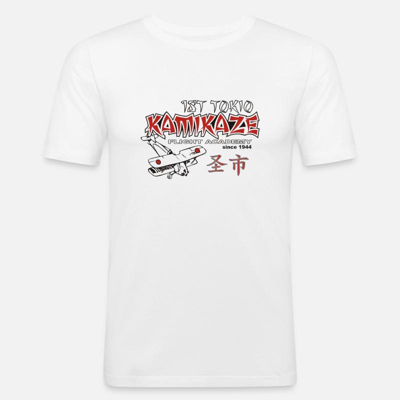 Kamikaze - Männer Slim Fit T-Shirt - Weiß