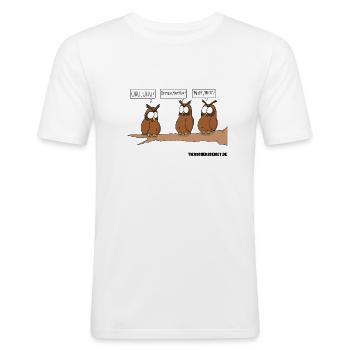 Uhus (neu) - Männer Slim Fit T-Shirt - Weiß - Vorne - Nik (191cm)