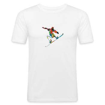 snowboarder - Männer Slim Fit T-Shirt - Weiß - Vorne - Nik (191cm)