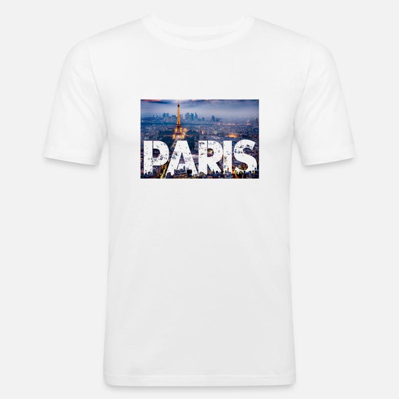 Paris Eiffelturm - Männer Slim Fit T-Shirt - Weiß