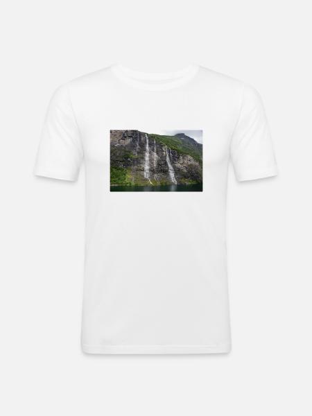 Seven Sisters Vandfald Norge Geiranger - Herre Slim Fit T-Shirt - hvid