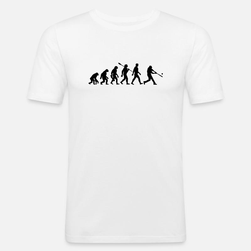 Evolution Baseball Batter - Männer Slim Fit T-Shirt - Weiß