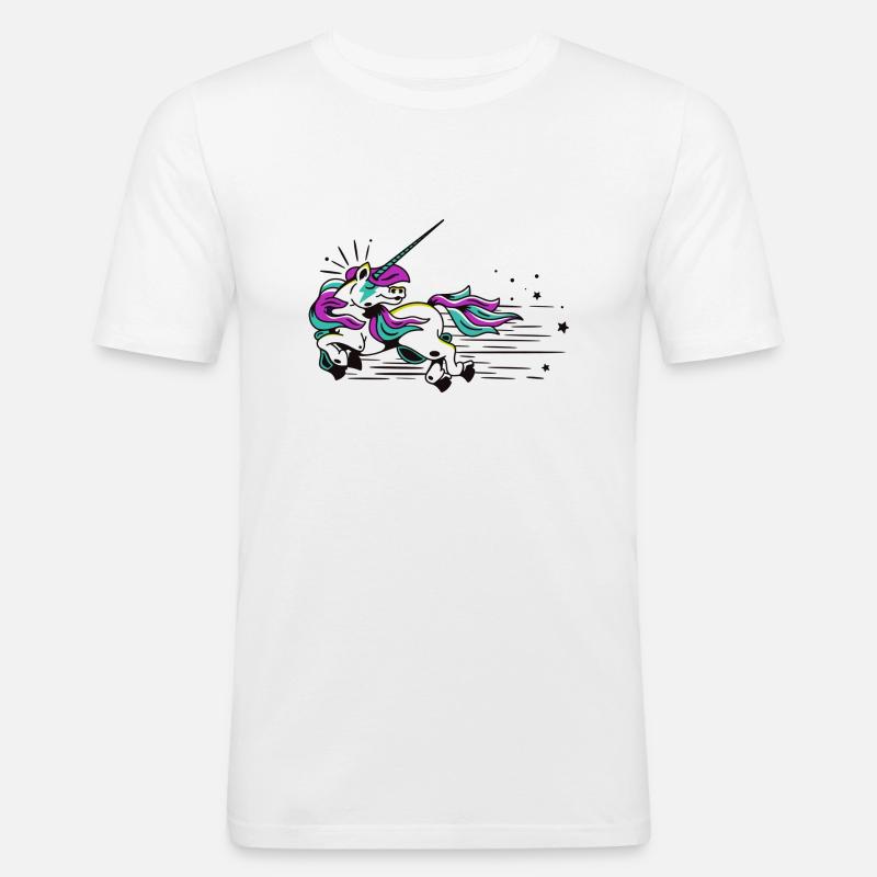 Fliegendes Einhorn - Männer Slim Fit T-Shirt - Weiß