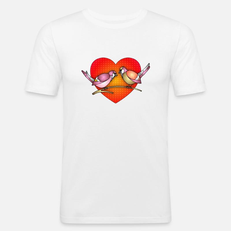 Bunte Vögel - Männer Slim Fit T-Shirt - Weiß