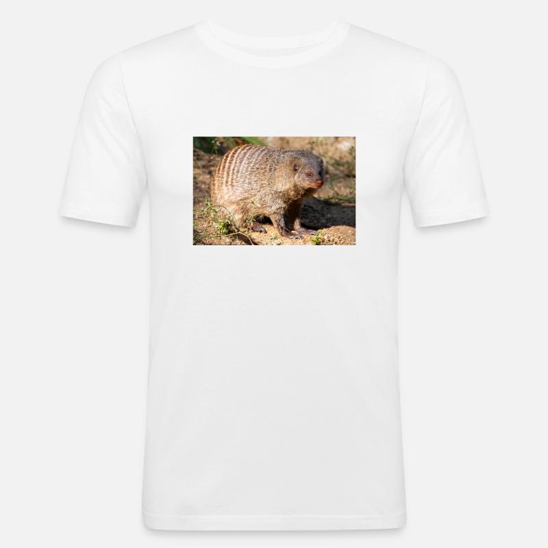 Gebänderte Manguste oder Zebramanguste Zebramanguste - Männer Slim Fit T-Shirt - Weiß