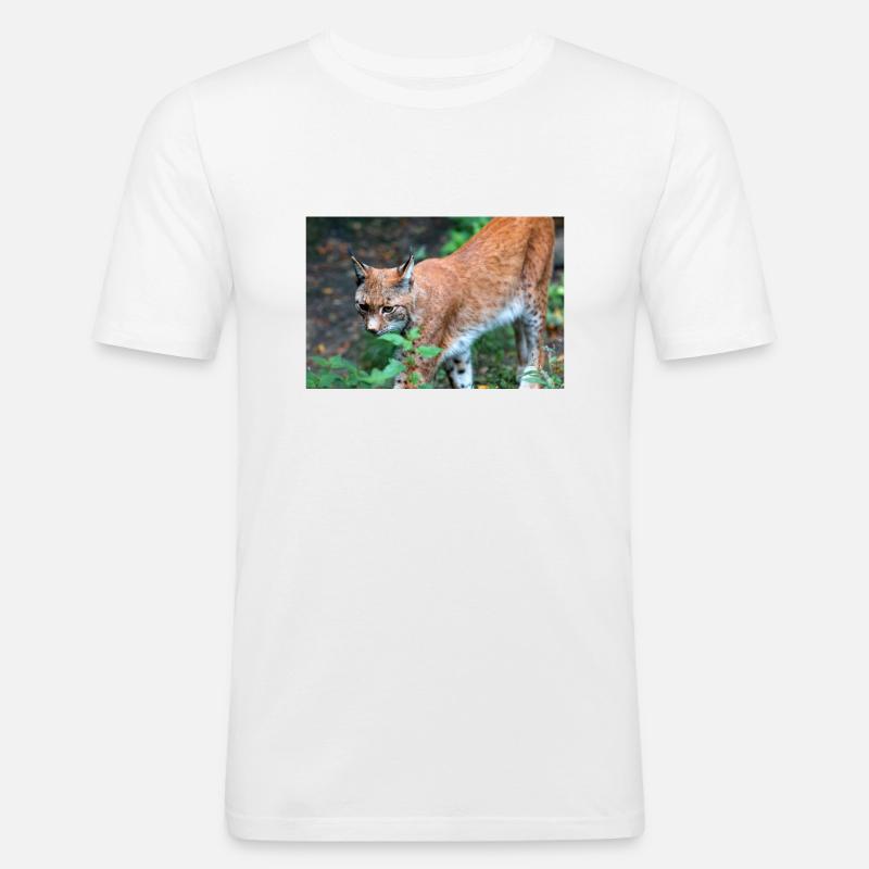 Eurasischer Luchs oder Nördlicher Luchs - Männer Slim Fit T-Shirt - Weiß