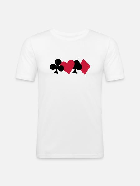 Karten - Männer Slim Fit T-Shirt - Weiß
