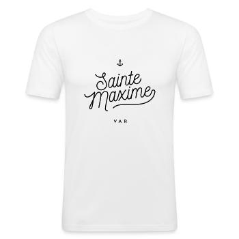 Sainte Maxime - Var - Männer Slim Fit T-Shirt - Weiß - Vorne - Nik (191cm)