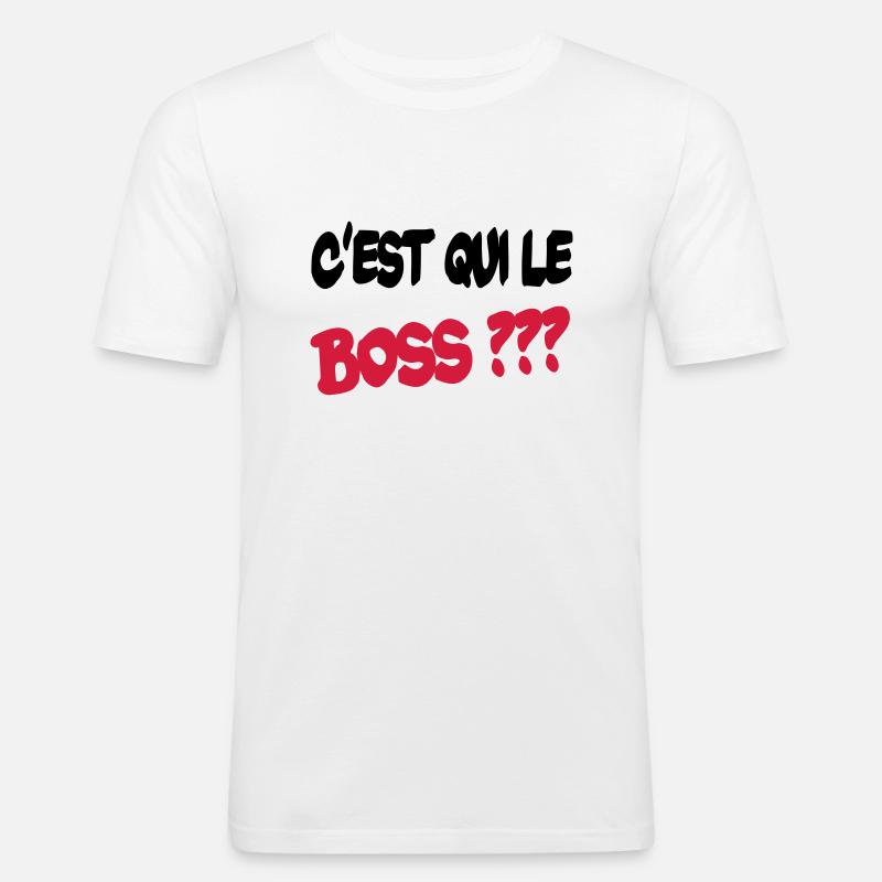 C'est qui le boss ? - Männer Slim Fit T-Shirt - Weiß