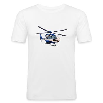 Hélicoptère de police Police Pilote d’hélicoptère - T-shirt près du corps Homme - blanc - Devant - Nik (191cm)