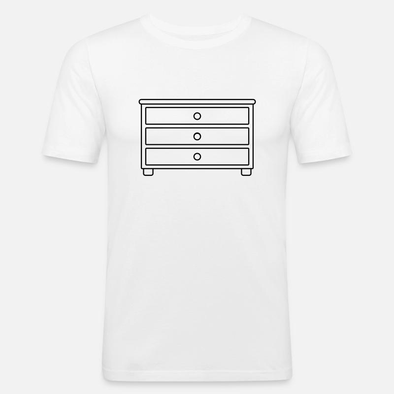 Möbelstück Schubladen Kommode Design - Männer Slim Fit T-Shirt - Weiß