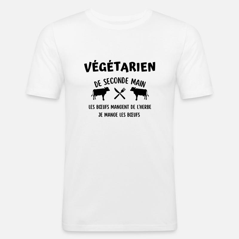 végétarien de seconde main - T-shirt près du corps Homme - blanc