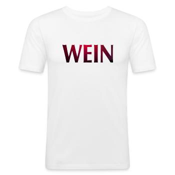 Wein - Männer Slim Fit T-Shirt - Weiß - Vorne - Nik (191cm)