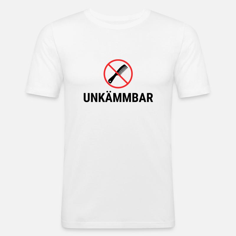 unkämmbar, kamm durchgestrichen - Männer Slim Fit T-Shirt - Weiß