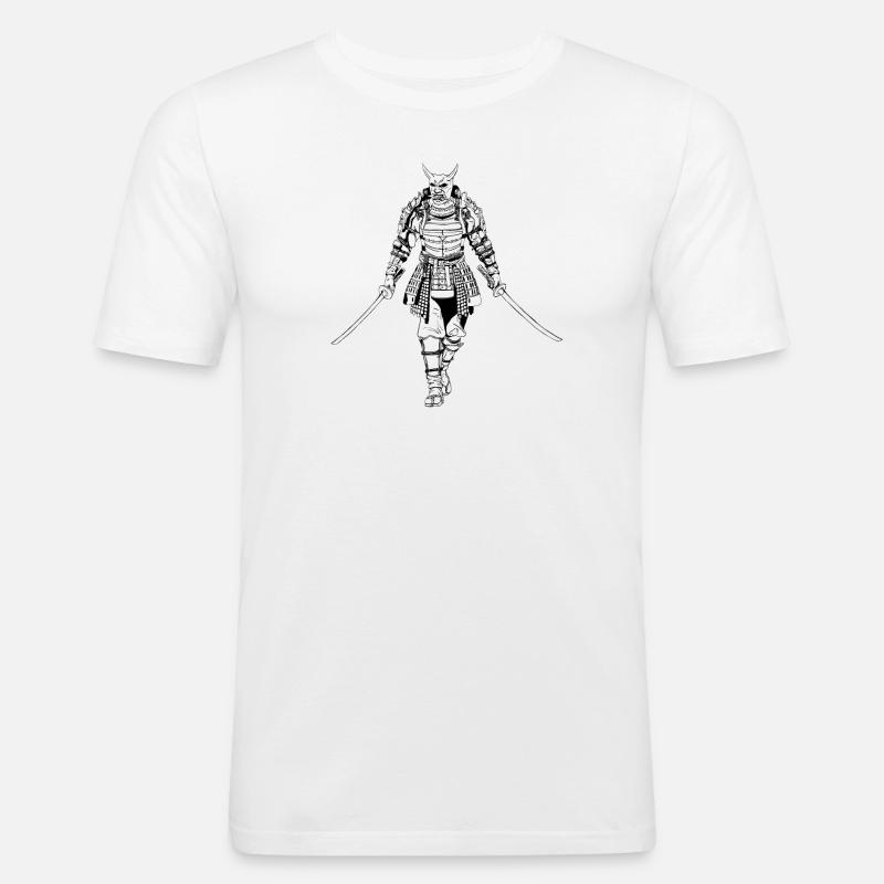 Samurai Krieger Ninja - Männer Slim Fit T-Shirt - Weiß