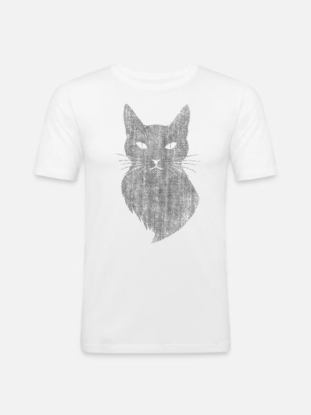 Cat retro art mystical - Men's Slim Fit T-Shirt - white